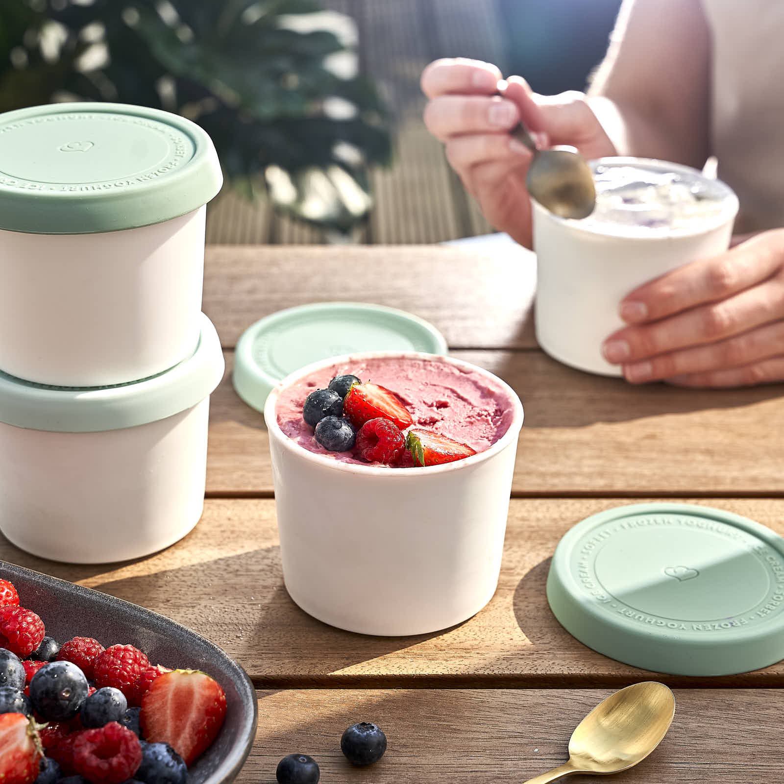 4er-Set Eisbehälter für Speiseeis 400 ml, 8,2 x 10,5 cm, BPA-frei - Mint/Weiß - Image 3