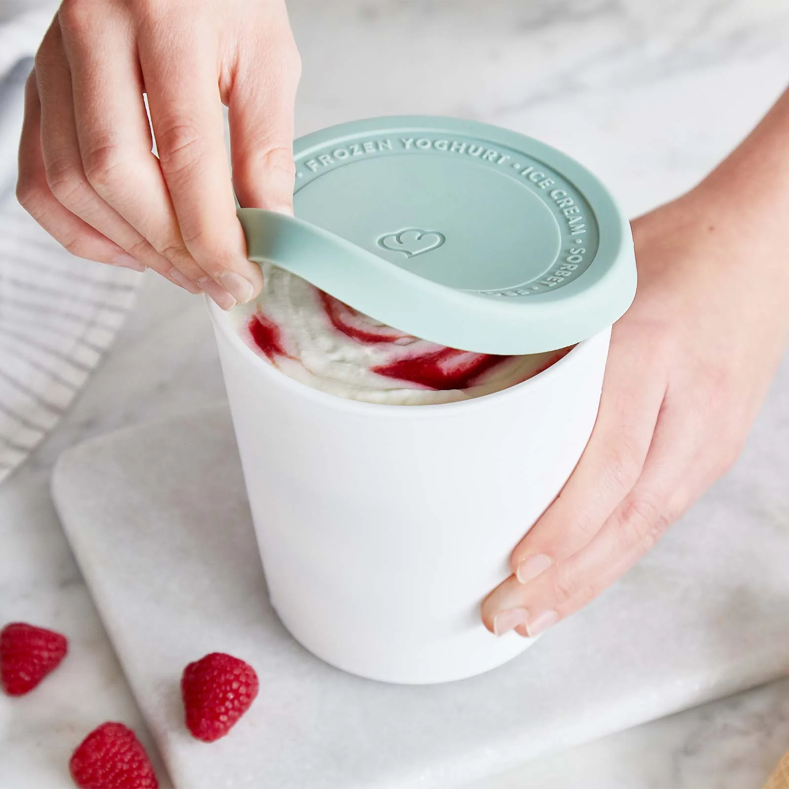 2er-Set Eisbehälter für Speiseeis 1 L, BPA-frei - Mint/Weiß - Image 2