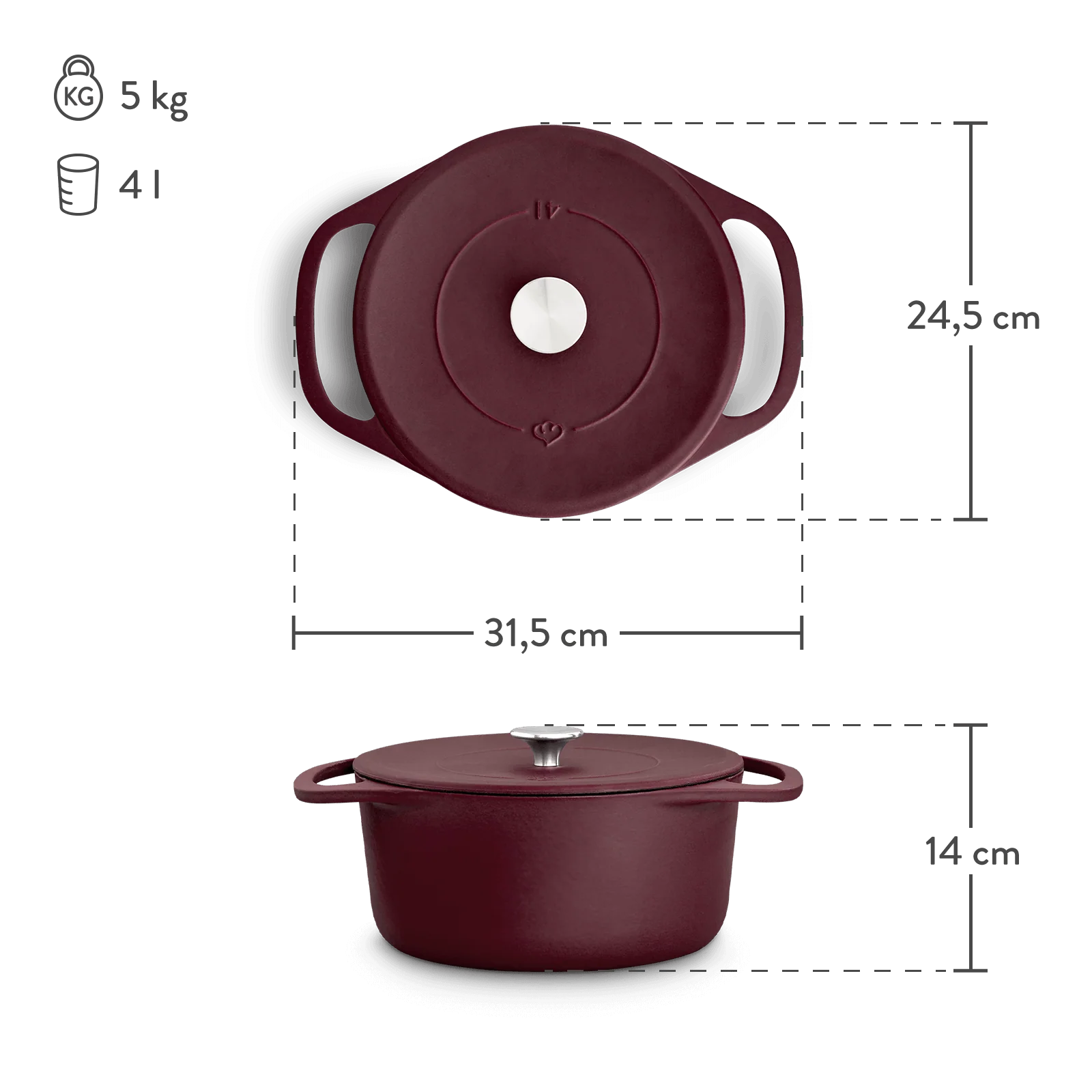 Cocotte rund 24 cm, für alle Herdarten inkl. Induktion - 4 Liter - Image 4
