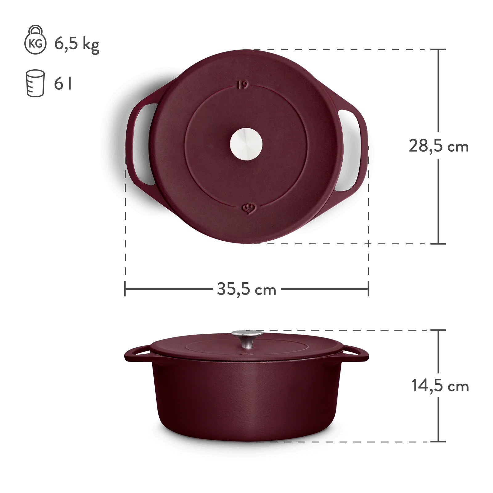 Cocotte rund 28 cm, für alle Herdarten inkl. Induktion - 6 Liter - Image 10