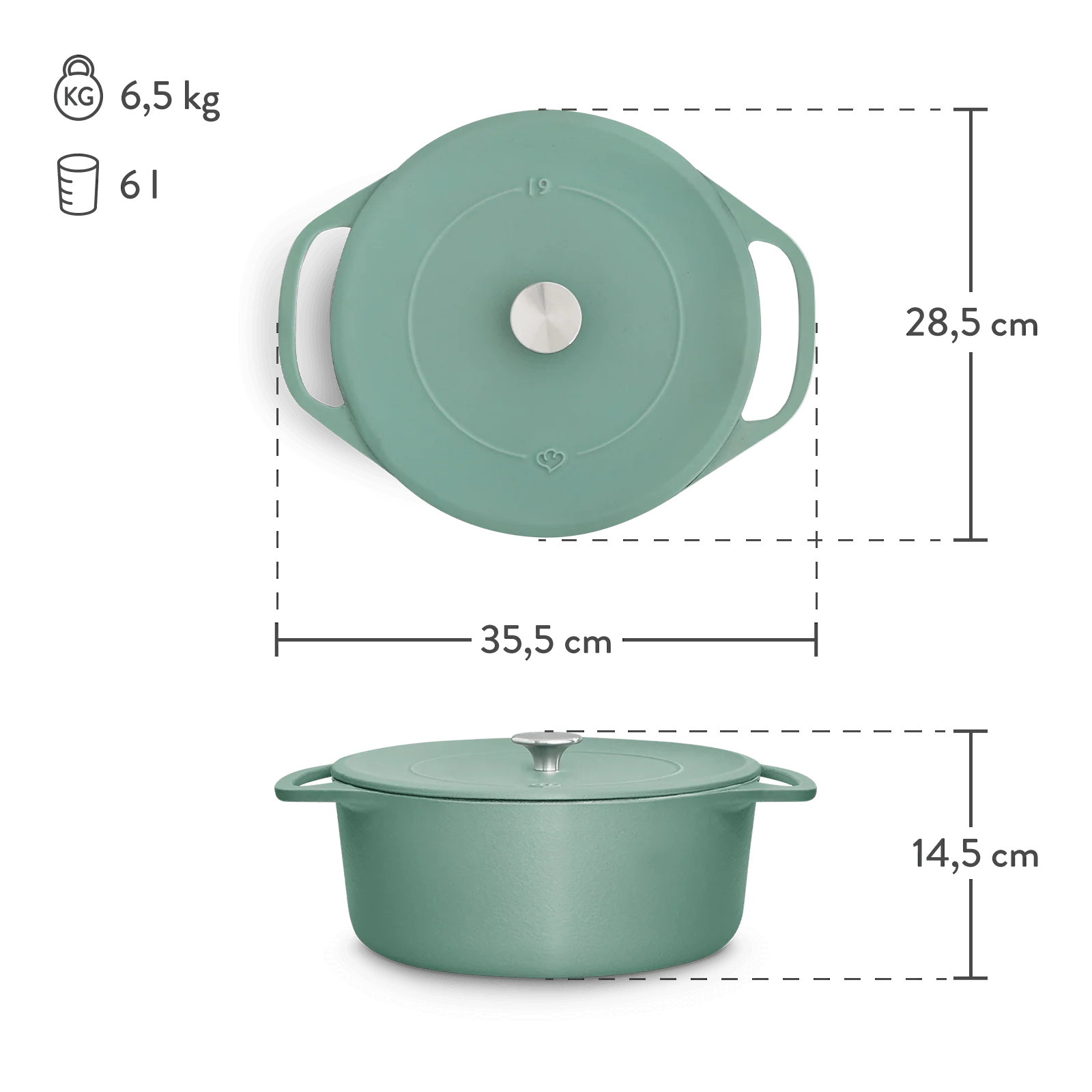 Cocotte rund 28 cm, für alle Herdarten inkl. Induktion - 6 Liter - Image 7