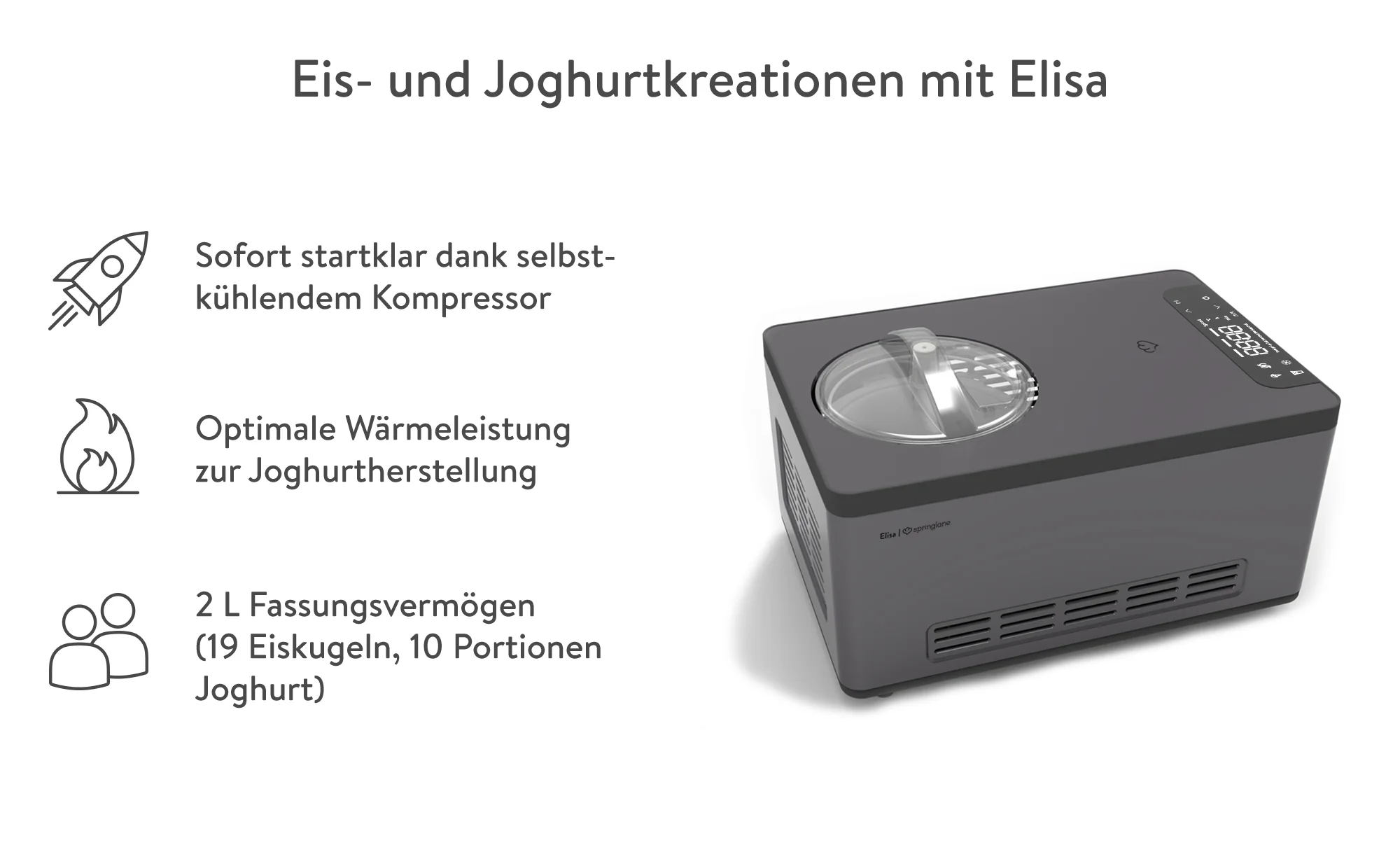 Eismaschine Elisa 2,0 Liter - Anthrazit oder Silber - Image 6