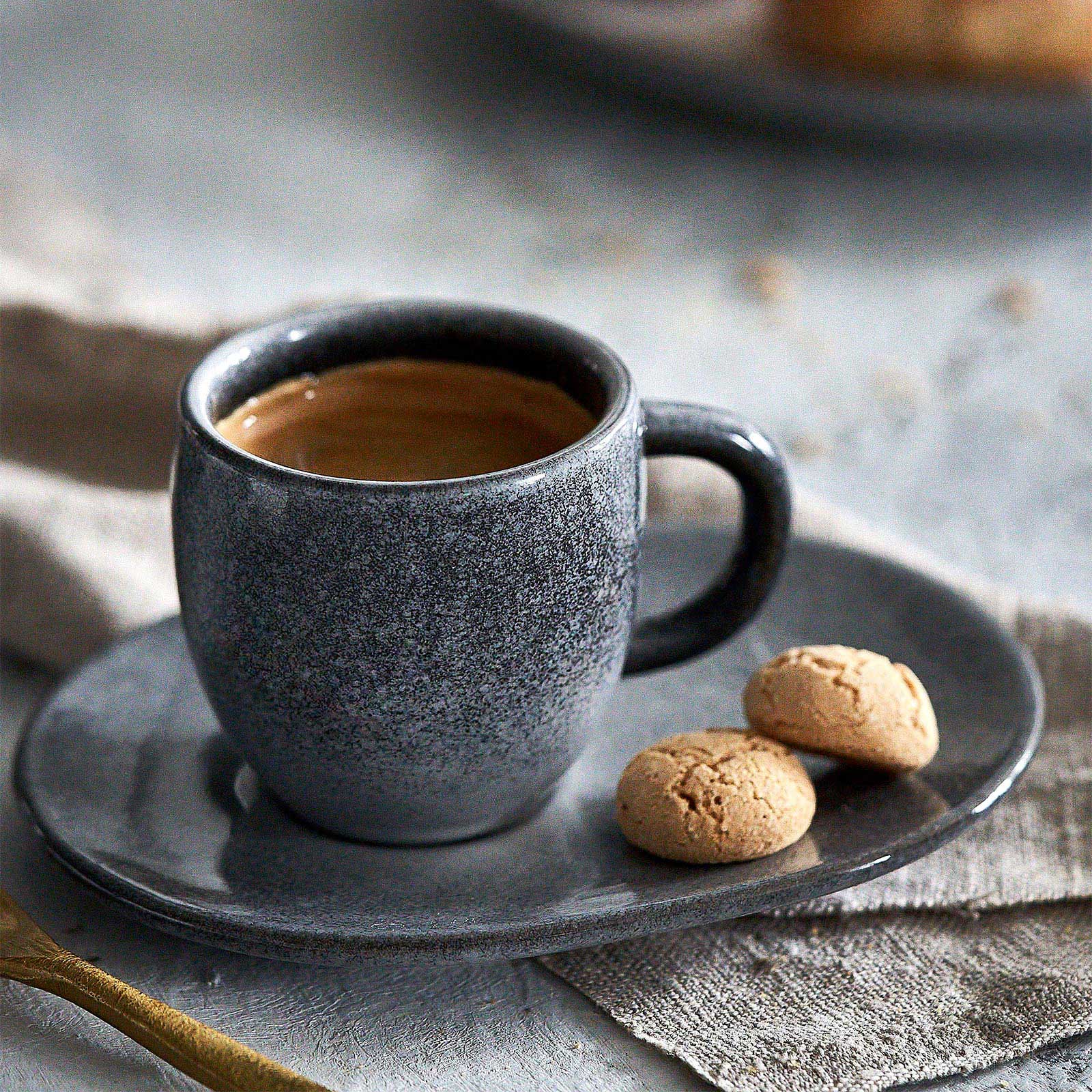 Espressotasse mit Untertasse Misty Cliff 4er-Set, Steingut - Image 5