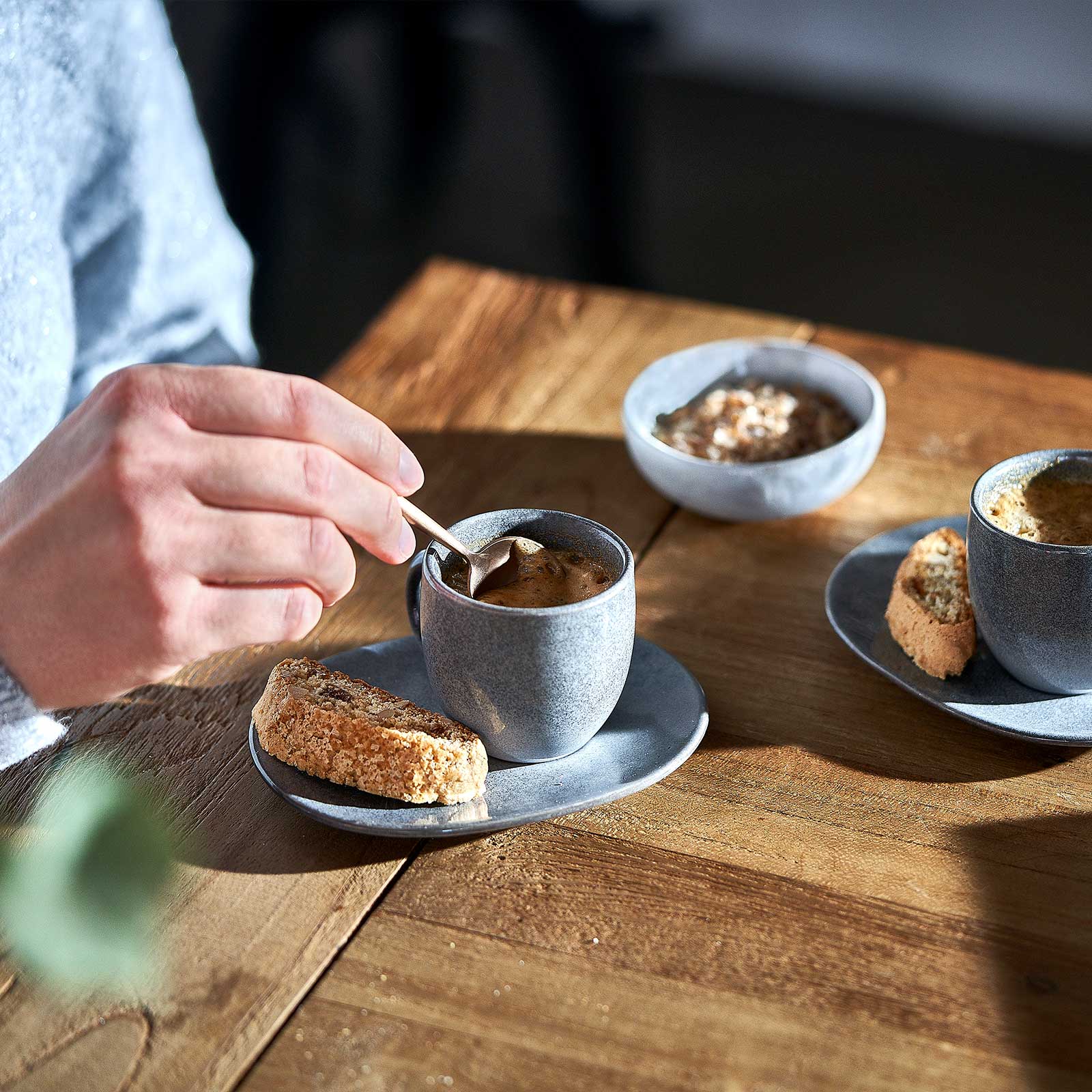 Espressotasse mit Untertasse Misty Cliff 4er-Set, Steingut - Image 7