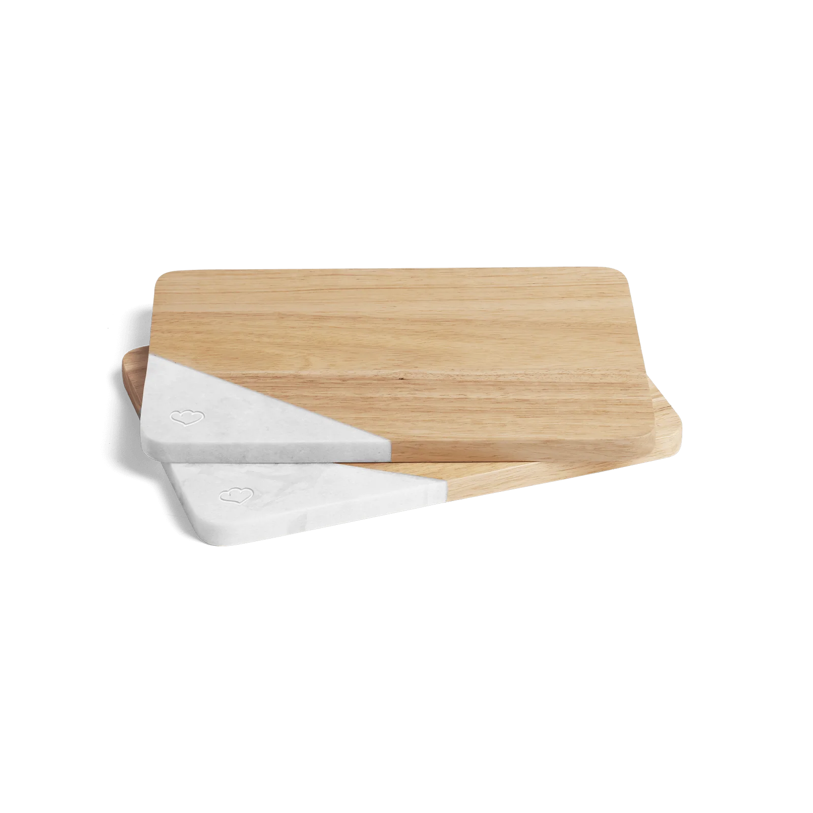 Frühstücksbrettchen 2er-Set - Kautschukholz & Marmor - 28 x 18 x 1,5 cm