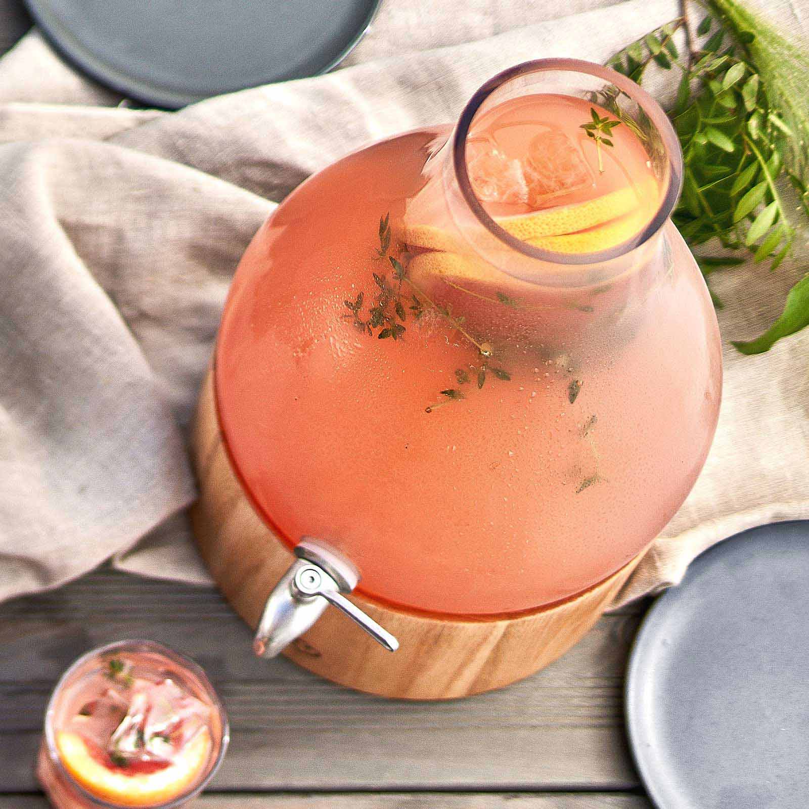 Glas Getränkespender 5,5 L Gloria mit Edelstahl-Zapfhahn & Ständer aus Eichenholz - Image 7