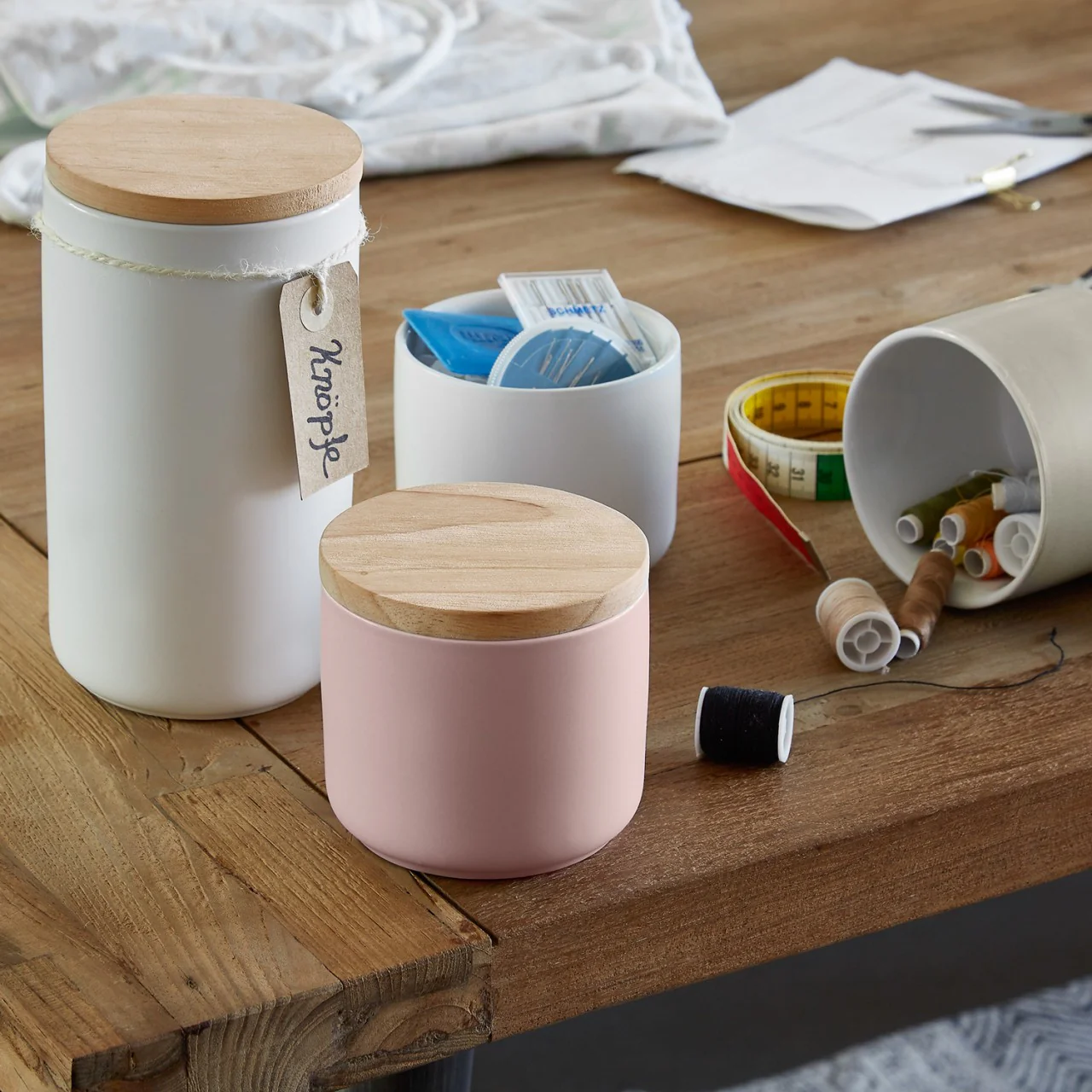 Keramik Vorratsdosen Sweet Scandi 2er Set - Weiß/Braun - Image 3