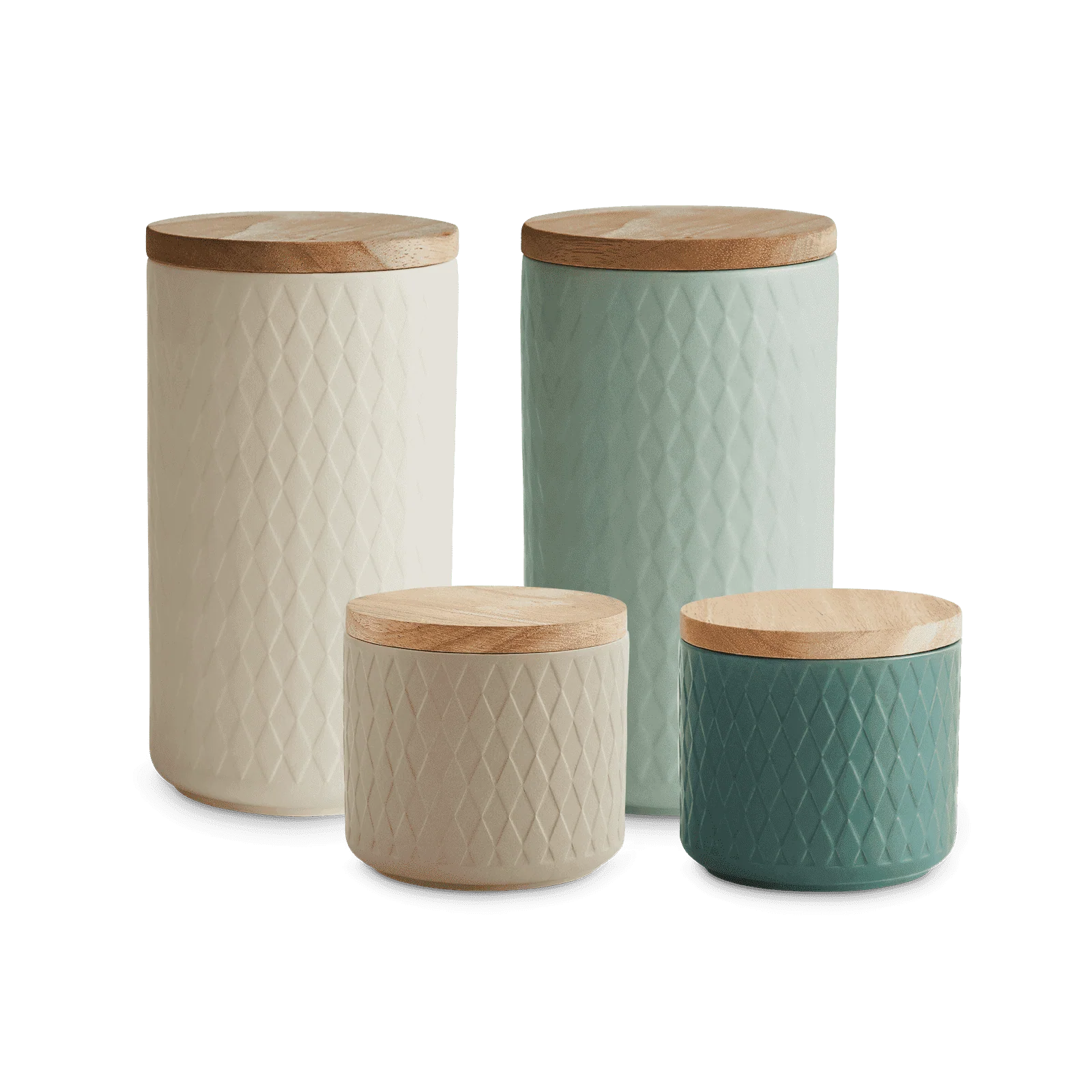 Keramik Vorratsdosen Nordic Reef 4er Set - Grün, Sand