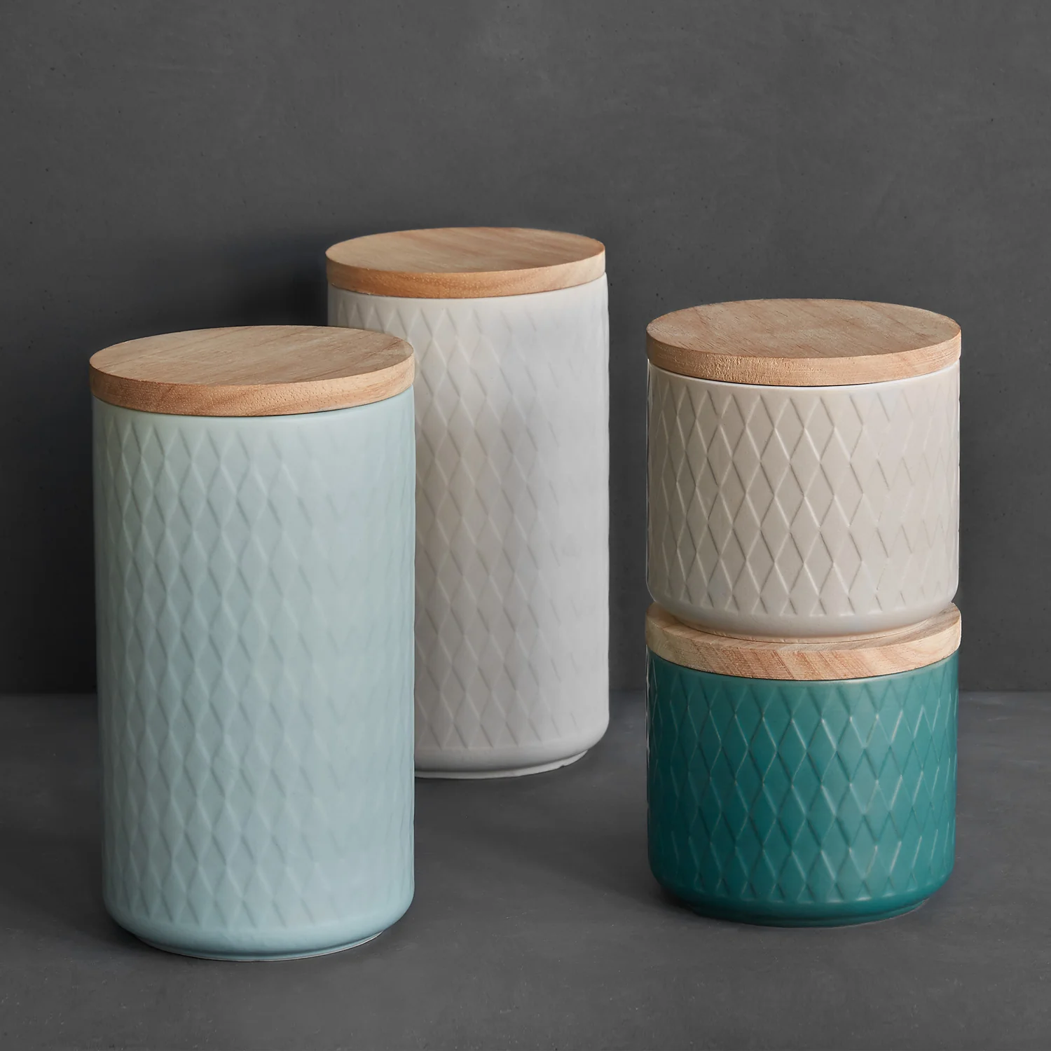 Keramik Vorratsdosen Nordic Reef 4er Set - Grün, Sand - Image 2