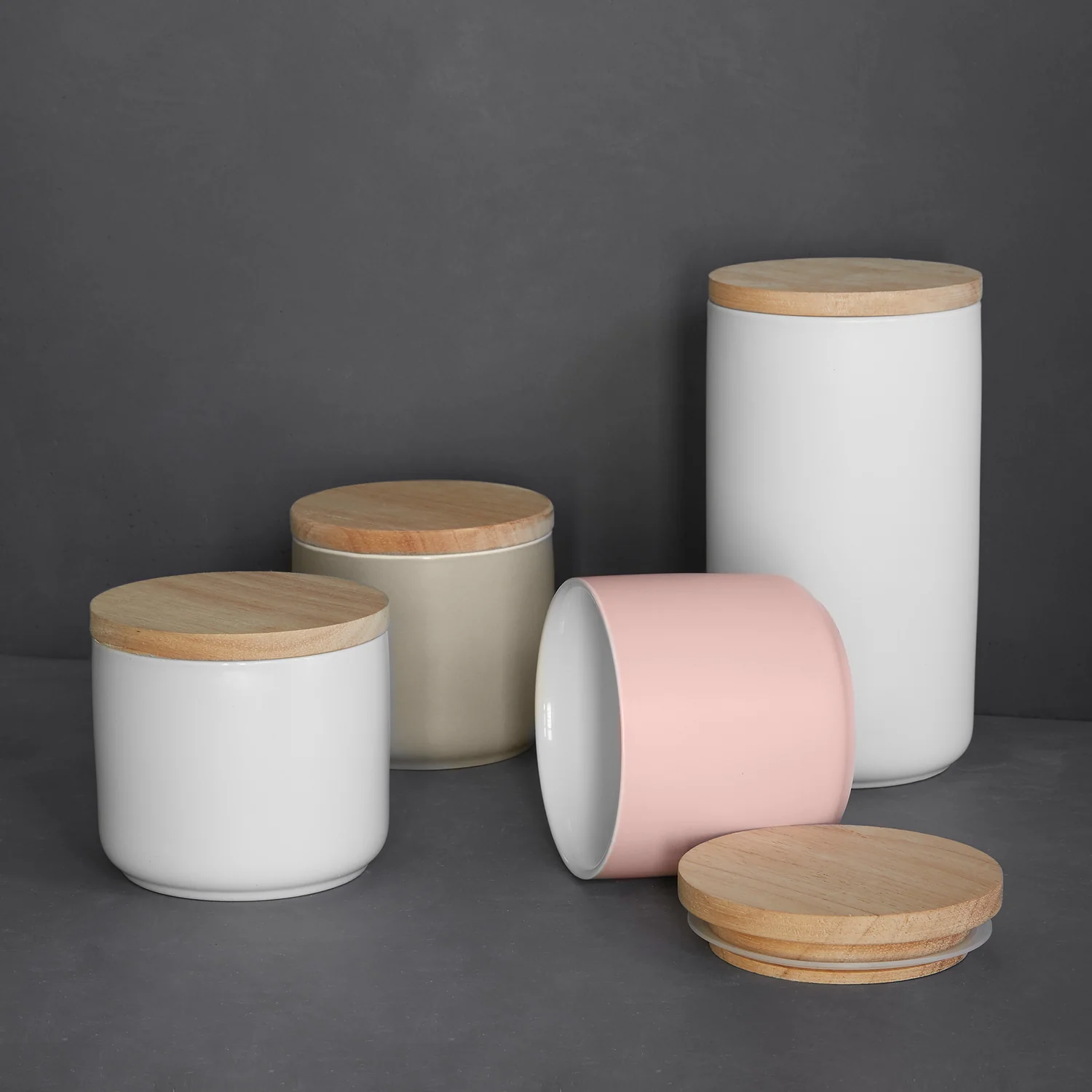 Keramik Vorratsdosen mit Holzdeckel Sweet Scandi - (10x9cm) - Image 4