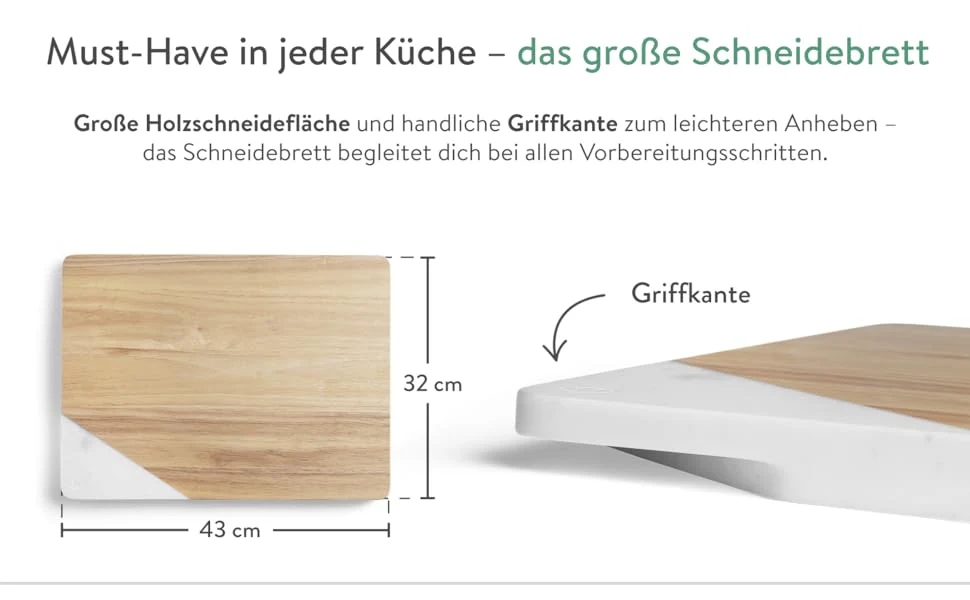 Schneide- und Servierbrett Set 4-tlg. - Kautschukholz & Marmor - Image 3