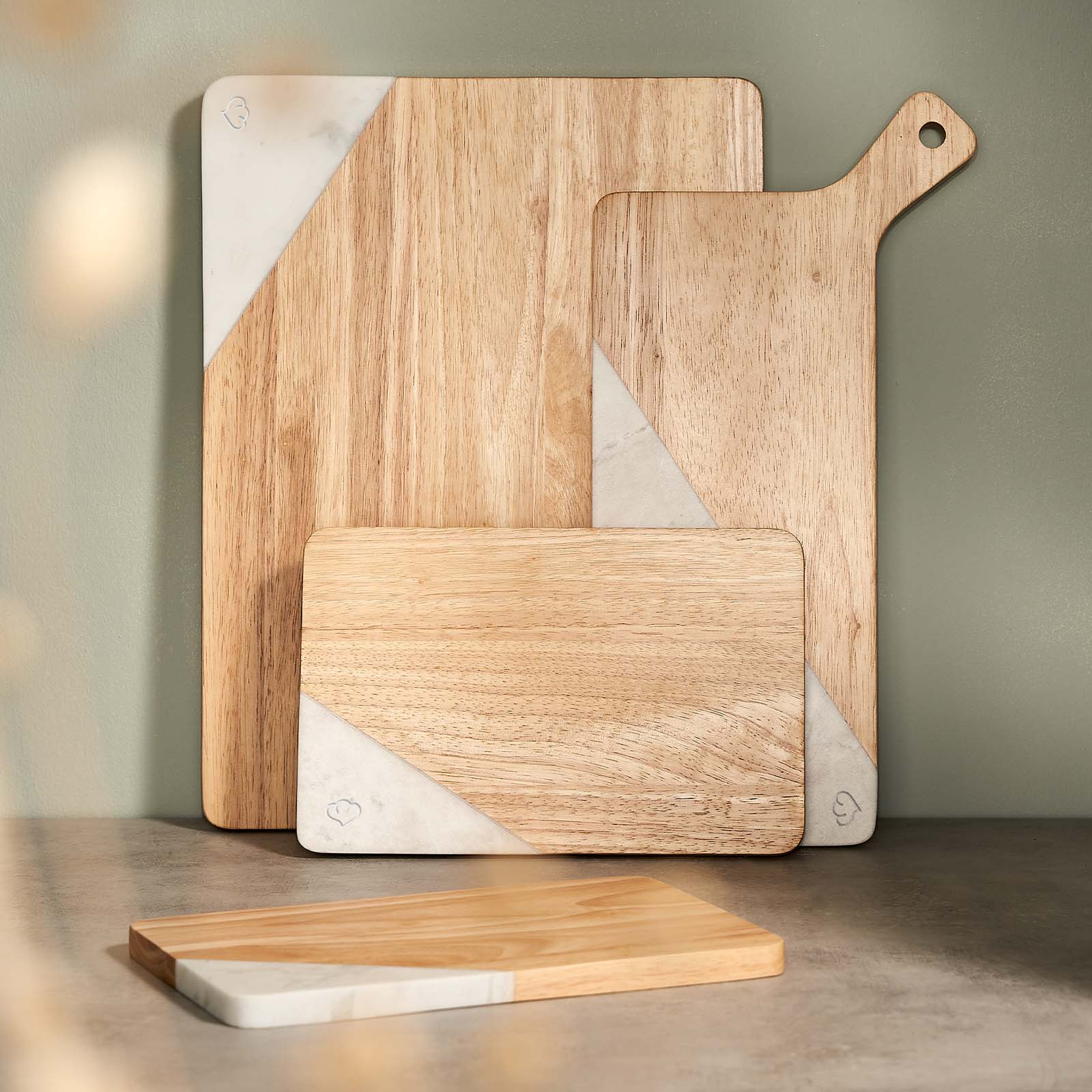 Servierbrett - Kautschukholz & Marmor - 42 x 22 x 1,5 cm - Image 4