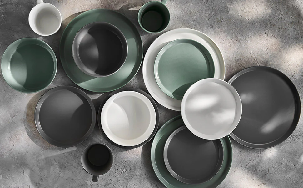 Sweet Scandi 2er Sets Teller à 27cm, aus New Bone Keramik matt - Weiß, Mint oder Anthrazit - Image 4